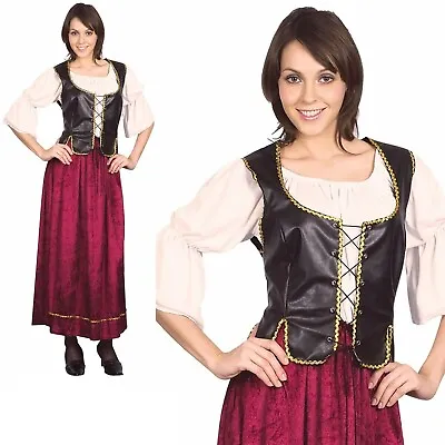 £19.99 • Buy Adults Fancy Dress Party Medieval Historical Costume Peasant Wench Womens Outfit