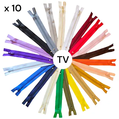 Nylon Zips No3 Close Ended  22 Colours  6  To 24  WHOLESALE PRICE  10 Per Pack • £3.95