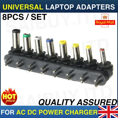 £3.99 • Buy 8pcs Universal PC Notebook Laptop AC DC Power Charger Adapter Tips Connector