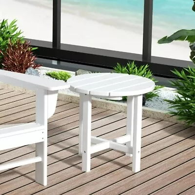 White Eco Friendly Round Side Table End Deck Patio Outdoor Solid Best New Coffee • $50.79