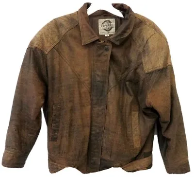 🔥Vintage G-111 Global Identity Men’s Brown Distressed Leather Jacket Med! • $100
