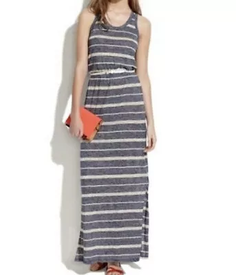 Madewell Maxi Dress Womens Size Small S Linen Long Stripe Blue • $29.40