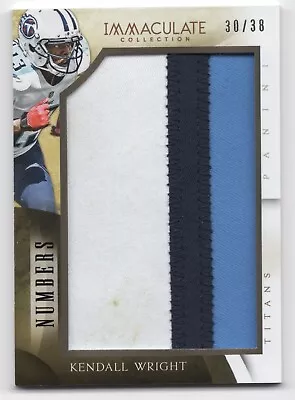 2014 Immaculate Collection Numbers Kendall Wright GAME WORN PATCH /38 TITANS • $19.99