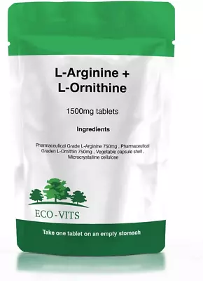 L-arginine & L-ornithine (1500mg) 365 Tabs • £48.34