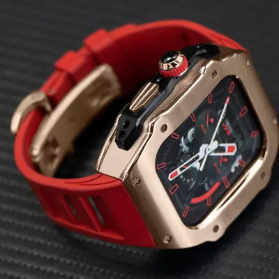 Stainless Steel Case Mod Kit Rubber Band For Apple Watch Ultra 49mm 8 7 6 5 4 SE • $109.80