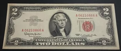 1963 $2 Two Dollar Bill Red Seal United States Note • $6