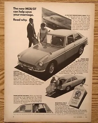 1966 MGB/GT 2 Door Hardtop Sportscar Photo Vintage Magazine Car Print Ad • $9.99