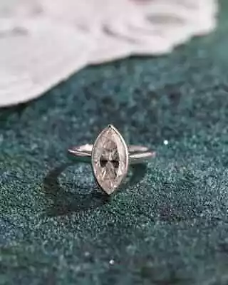 2 Ct Marquise Lab Grown IGI Certified Diamond Classic Engagement Bezel Set Ring • $3366