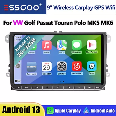 For VW GOLF MK5 MK6 9  Apple Carplay Car Stereo Radio Android 13 GPS+ Head Unit • $162.99