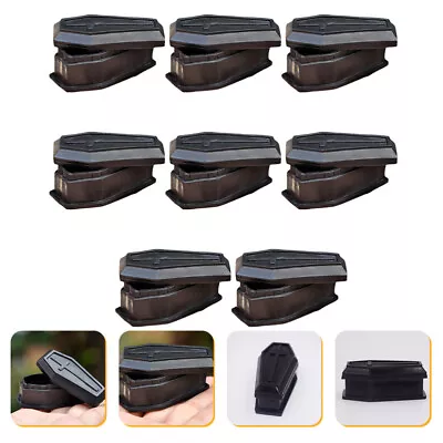 8 Pcs Coffin Decor Halloween Miniatures Black Coffin Box Lid Desk Topper • £8.54