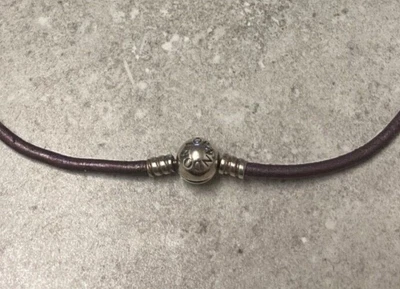 $28 • Buy Authentic Silver Pandora Double Purple Leather Bracelet/Necklace