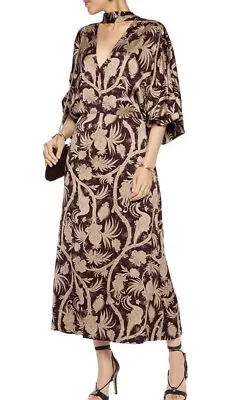 Zimmermann Karmic Collared Midi Dress Bird Floral Print Balloon Sleeve Size 2 • $389