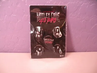 Motley Crue 1  Button Pin Set Rock Heavy Metal 40 Years New Sealed Tommy Vince • $33.14