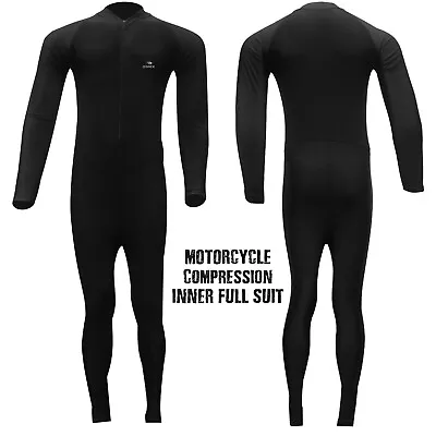 Motorcycle Base Layer Compression Lycra Inner Rash Guard Suit One Piece Black • £16.99