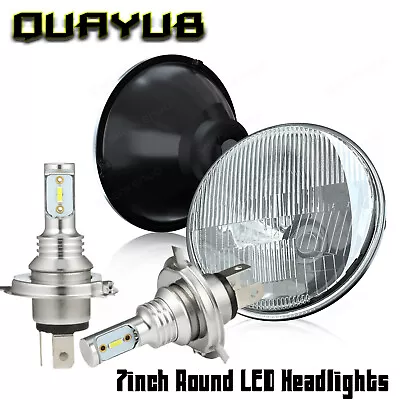 7 Inch LED Glass Headlight Round ORIGINAL CLASSIC LOOK Conversion Chrome Pair • $105.87
