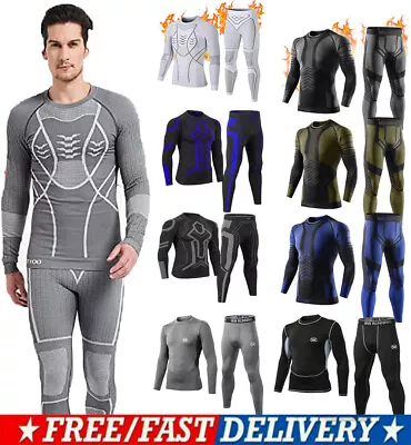 Mens Insulated Underwear Set Long Johns With Fleece Lined Base Layer Top Bottom  • $25.99