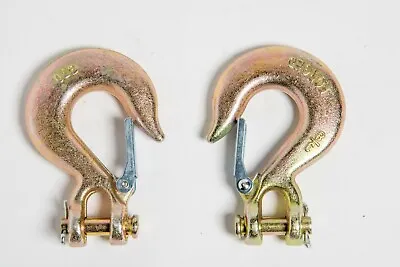 (2) 3/8  G70 Clevis Slip Hooks With Latch Safety Chain Hook Tow Truck Tie Down • $23.68