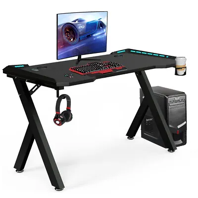 120cm Gaming Desk Computer Table Home Office RGB With Cup Holder Home Office • £65.99