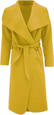 Womens Belted Duster Jacket Ladies Waterfall Italian Trench Drape Long Coat UK • £16.36