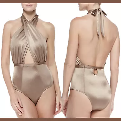 NEW $151 6 Shore Road Cabana Halter One-Piece In Shimmer Bronze [SZ Medium ] #23 • $63.99