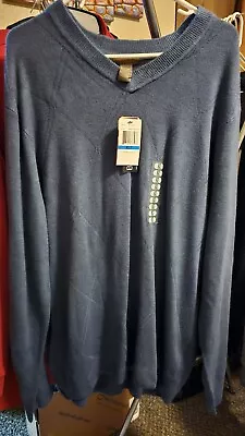 Dockers V-Neck Sweater Mens Sz XLT Blue Argyle Diamond Long Sleeve NWT • $20