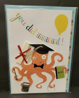 You Did It! Graduation Embellished 5  X 7  Greeting Card Octopus • $4.99