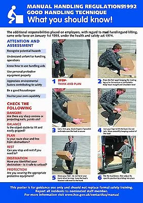 £6 • Buy Health And Safety Manual Handling A2 POSTER / SIGN Ref: HS102 420 X 594mm