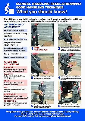 £6 • Buy Health And Safety Manual Handling A2 POSTER / SIGN Ref: HS102 420 X 594mm