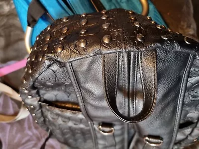 £35 • Buy EMBOSSED SKULL AND GOTHIC GOTH Stud Black Backpack Rucksack School Rock Goth Bag