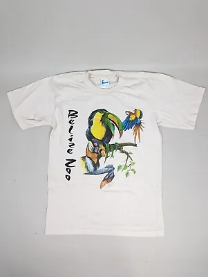 VINTAGE Toucan Belize Zoon Shirt Men's Small Tan Single Stitch Birds Rainforest • $12.97