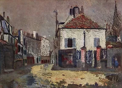 1948 MAURICE UTRILLO Vintage Color  Charming French Cityscape  FRAMED Signed COA • $269.25