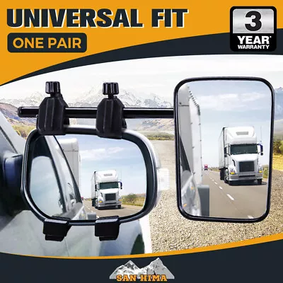 San Hima Pair Towing Mirrors Universal Multi Fit Clamp On 4X4 Caravan Trailer • $49.95