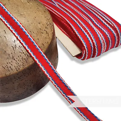 £2 • Buy Vintage 14mm 1960's Cotton Woven Border Stripe Ribbon -1m - For Hat Trimming