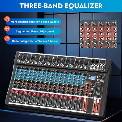 16 Channel Studio Audio Mixer Bluetooth USB Digital Sound Mixing Console Board • $125.41