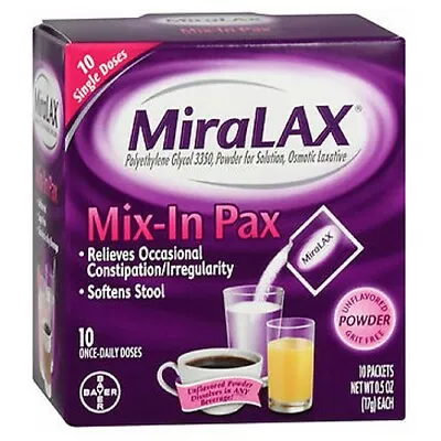 Mix-In Pax Powder Unflavored 10 Count By Miralax • $23.16
