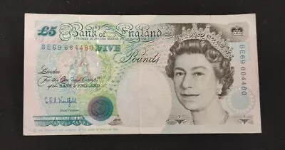 England 5 Pounds 1990(91) VF Banknote P-382b • $19.95