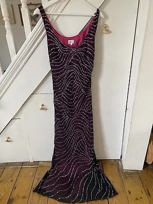 Vintage Y2K LIBRA Size 16 Beaded Sequin Bias Cut Dress Wedding Prom Races 00s CW • £16.99