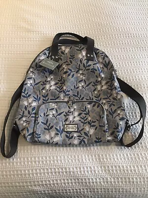 Earth Squared Fair Trade Oil Cloth Backpack Rucksack Porcelain Grey Floral BNWT • £40