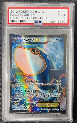 2012 Pokemon Black & White Kyogre EX Full Art #104 Dark Explorers PSA 9 MINT • $399.95