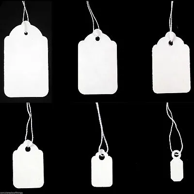 White Strung Jewellery Tags Tie Labels Retail Luggage Price Tags With String • £4.49