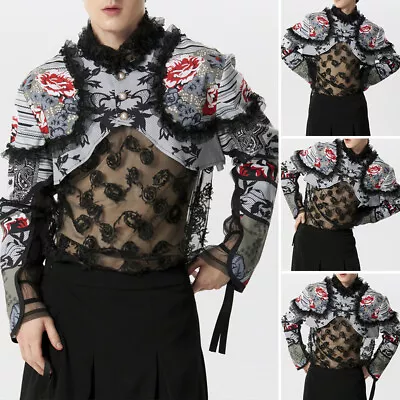 INCERUN Men Floral Printed Long Sleeve Crop Tops Party Club Coat Jacket Cardigan • $18.99