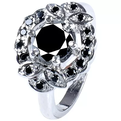 2.07 Ct Black Moissanite Diamond Unique Anniversary Ring For Gift Size 7 US • $0.99