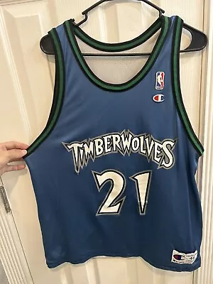 $41 • Buy Vintage Minnesota Timberwolves Kevin Garnett Champion Reversible Jersey Large 44