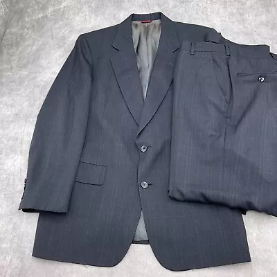 Hart Schaffner Marx Suit Men 38 Gray Purple Plaid Heritage Plus Career VTG USA • $65.97