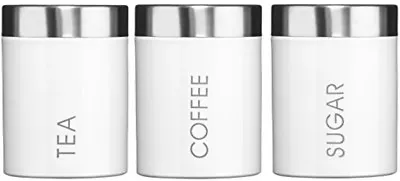 Set Of 3 Tea Coffee Sugar Kitchen Storage Canisters Jars Pots Containers Tins  • £11.85