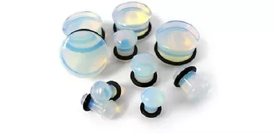 Organic Moon Stone  Opalite Single Flared Plugs With 0-ring (1 Pair)(A/2/2/28) • $4.99