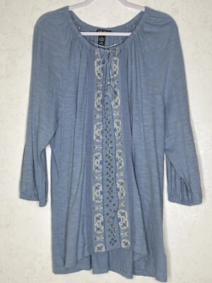 £27.62 • Buy Style & Co Woman Plus 3X Blue Embroidered Tunic Top Blouse Comfy Cotton Boho