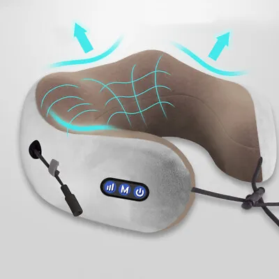 Portable U-Shape Electric Neck Back Shoulder Massager Heat Deep Massage Pillow • $32