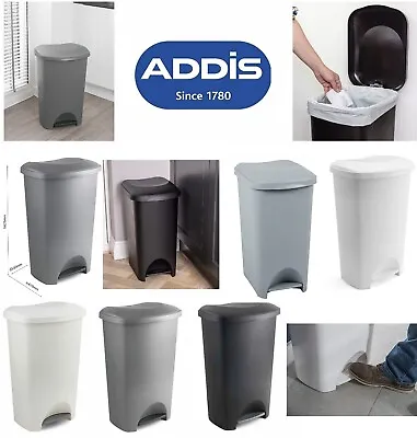 Addis 50 Litre Bin Dustbin Rubbish Paper Kitchen Waste Bin Roll Top Pedal Bins • £20.90