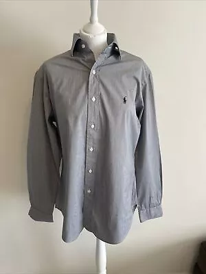 RALPH LAUREN Grey Classic Fit Long Sleeve Shirt Size L • £15.99